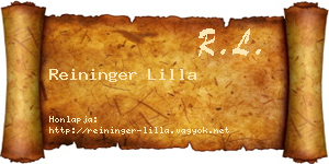 Reininger Lilla névjegykártya